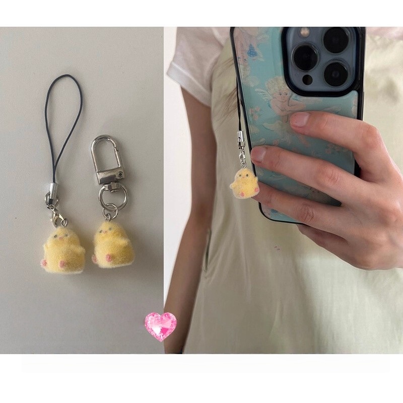 Yellow Phone Accessories - Fashion Cute Yellow Flocking Pendent Ccd