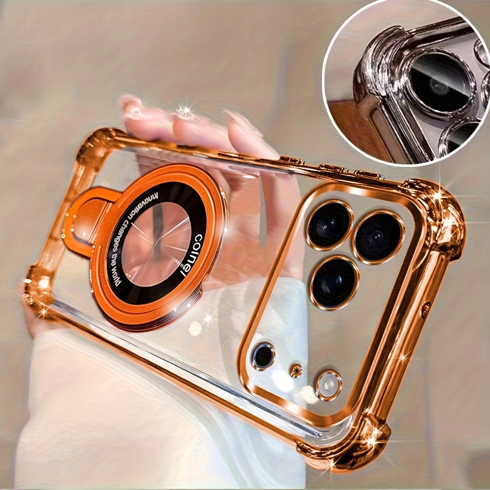 Phone Ring Holder - Luxury Clear Plating Phone Case for