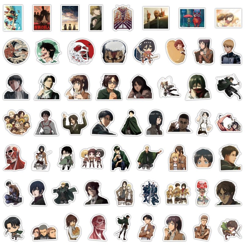 Phone Accessories Pouch - 60Pcs Attack on Titan Anime Stickers