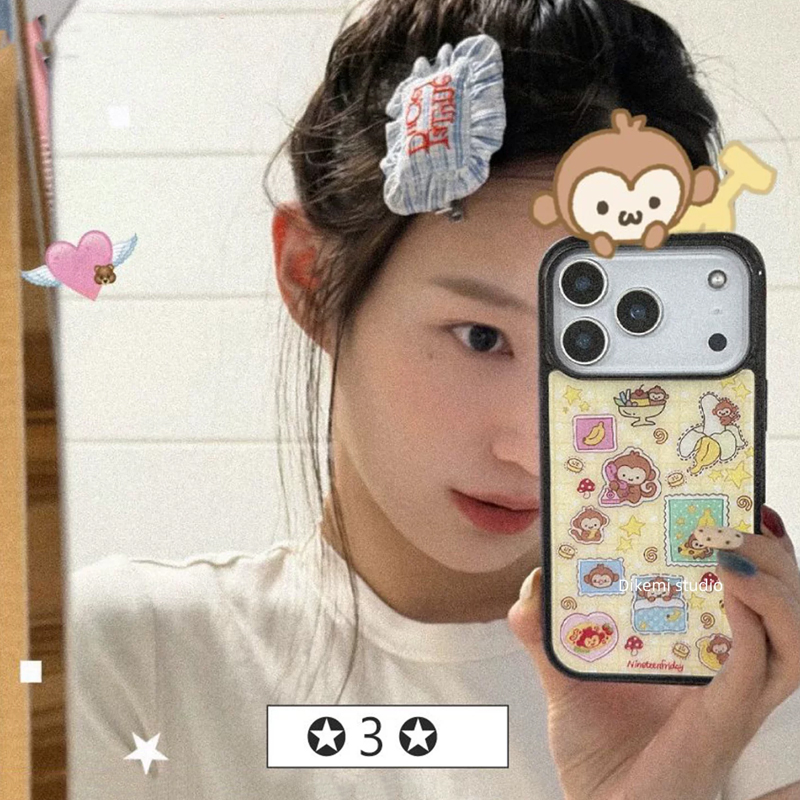 Yellow Phone Accessories - Korean Ins Blue Yellow Monkey Banana