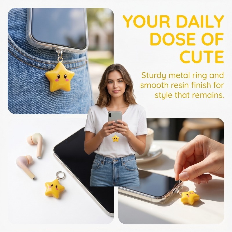 Cute 3D Yellow Star Phone Dust - đánh giá và giá Yellow Phone Accessories
