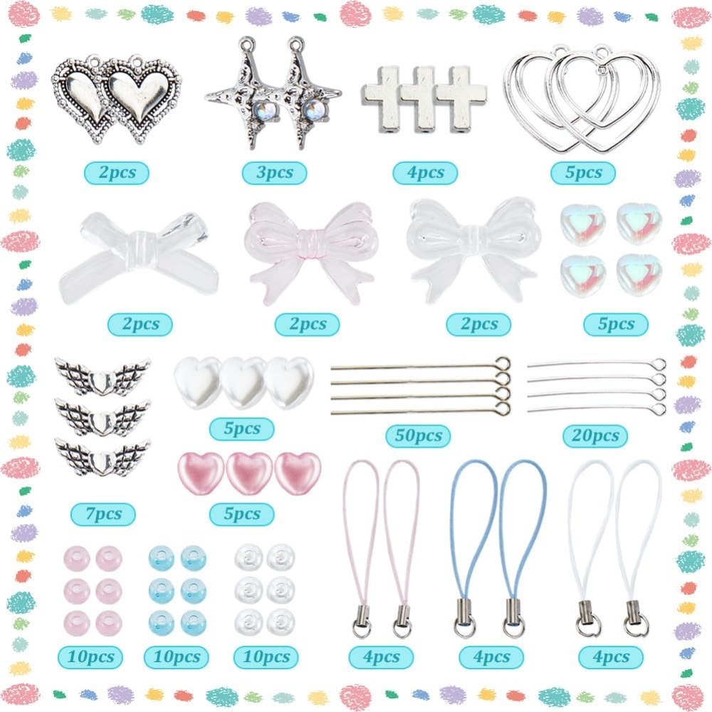 154Pcs DIY 8 Sets Phone Charm  - đánh giá và giá Phone Accessories Beads