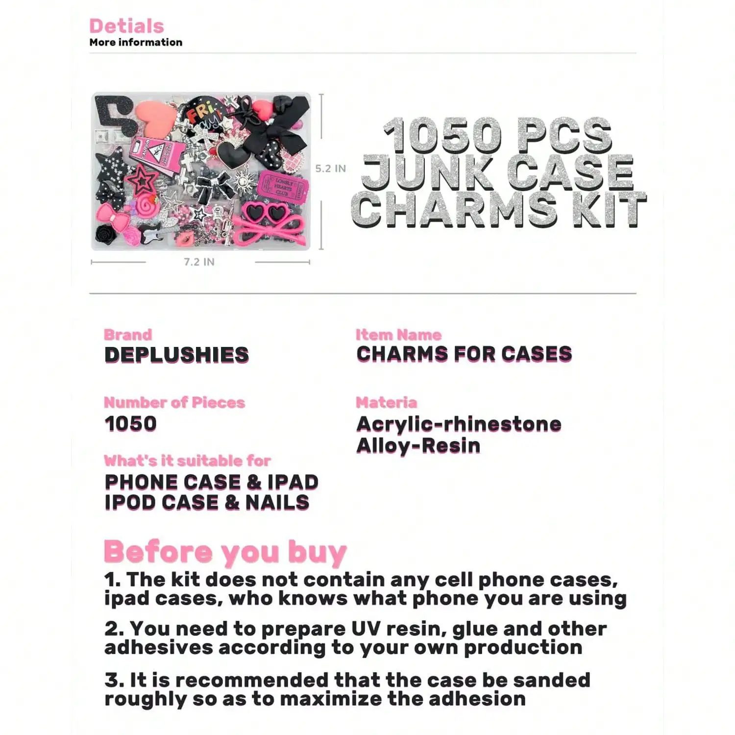 1050 Pcs Junk Phone Case Charm - đánh giá và giá Phone Accessories Beads