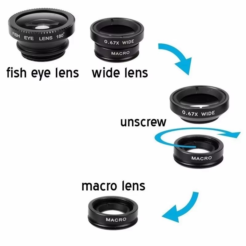 3 In 1 Fisheye Phone Lens 0.67 - đánh giá và giá Lens Camera Clip