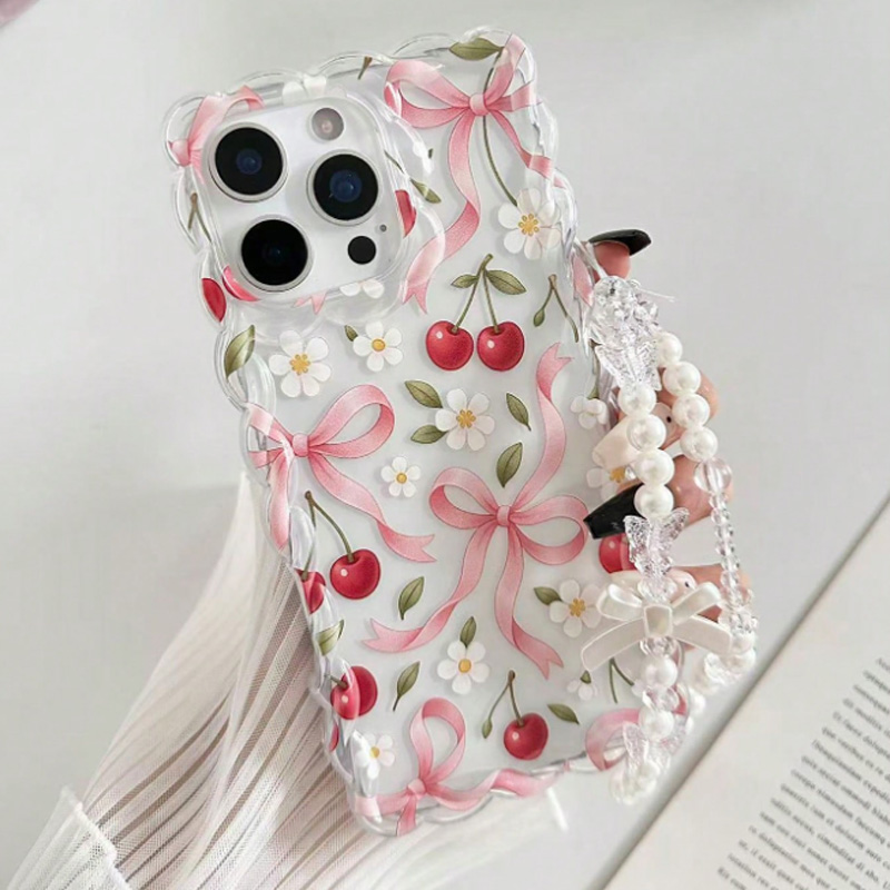 Cherry Bow Floral Scallop Lace - đánh giá và giá Phone Accessories Beads