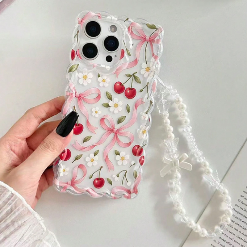 Cherry Bow Floral Scallop Lace - đánh giá và giá Phone Accessories Beads