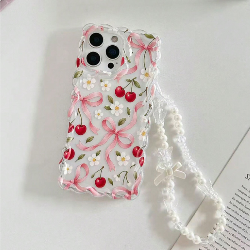 Cherry Bow Floral Scallop Lace - đánh giá và giá Phone Accessories Beads