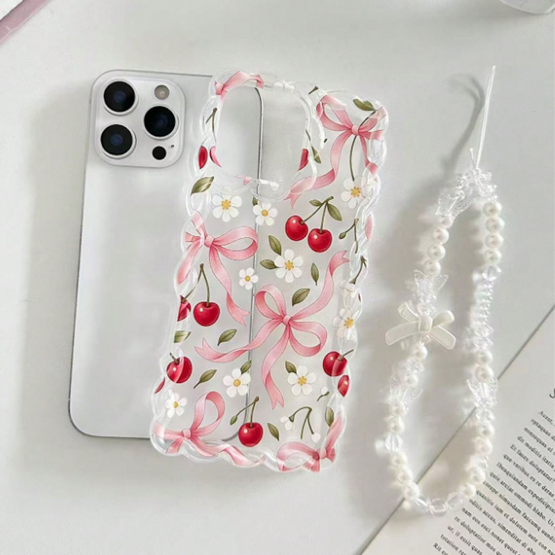 Cherry Bow Floral Scallop Lace - đánh giá và giá Phone Accessories Beads