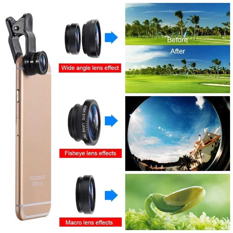 3in1 Fisheye Wide Angle Micro  - đánh giá và giá Lens Camera Clip